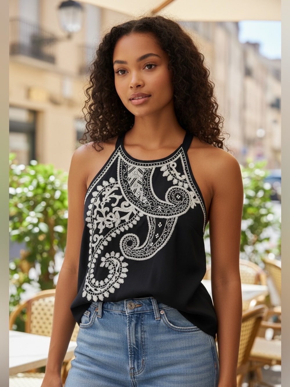 Sleeveless High Neck Top
